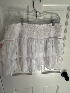 Lilly Pulitzer White Ruffle Sheer Cover Up Skirt | Beachy Boho Mini Skirt
